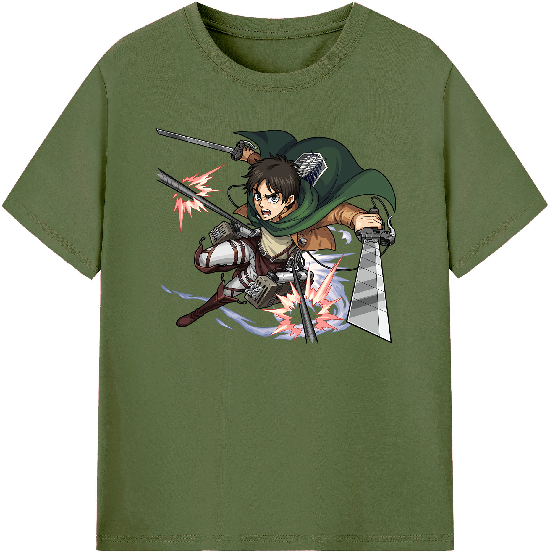 （画像用） 進撃の巨人 エレン･イェーガー Attack on Titan Eren Jäger 綿100％半袖Tシャツ（フロントプリント）